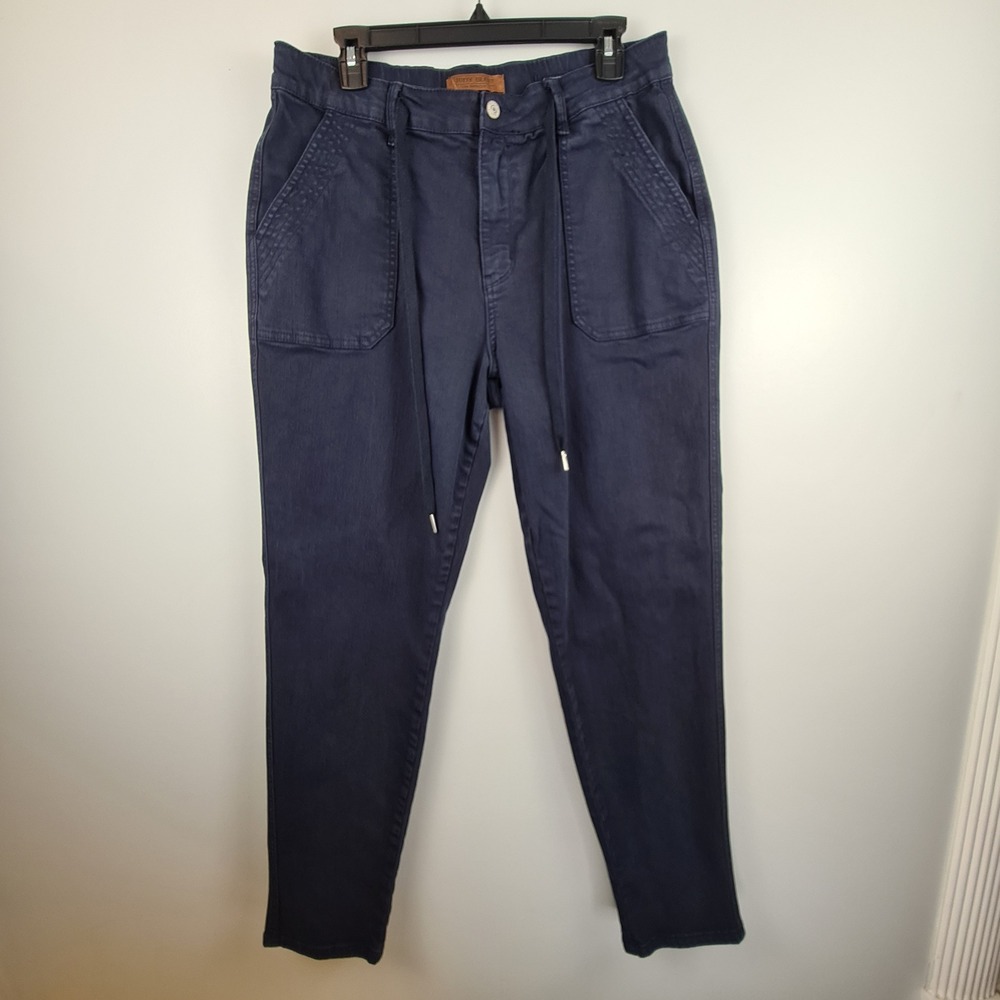 Judy Blue Navy Garment Dyed Jogger Pants Womens 13/31 Elastic Waist Drawstring
